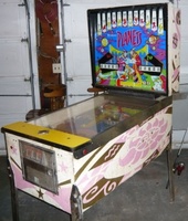 Image # 42738: Planets Cabinet - Right 
(The pop bumpers are not original to this game. The center spinning disk came from the factory with only one post on it. From the game with numbers 99609 and 99611.)