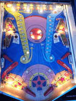 Image # 82017: Planets Illuminated Playfield - Two Spinning Posts 
(Serial number 99545.)