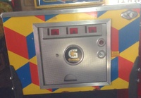 Image # 65205: Q*Bert's Quest Cabinet - Front 
(The three coin entrance plates are missing.)