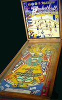 Image # 5513: Basketball Full View 
(The small white posts located on the outside ends of rebound bumpers #9 and #10 are not original to this game. The factory originally installed white flipper-shaped bumpers in these places.)