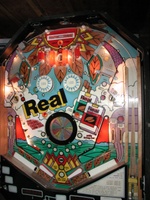 Image # 22285: Real Playfield 
(For unknown reasons, the cigarette references were colored over with reddish marker before mylar was applied.)
