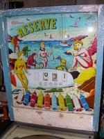 Image # 32639: Reserve Early Production Backglass 
(Certain red pigments have faded in this example. Serial number 57400.)