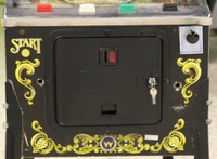 Image # 56710: Riverboat Gambler Cabinet - Front 
(The holes on each side of the coin door had held the bolts for a security bar.)