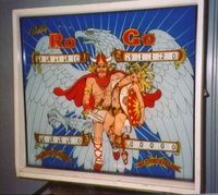 Image # 11982: Ro Go Early Production Backglass 
(This is from the game with serial number 1010, the 10th game produced.)