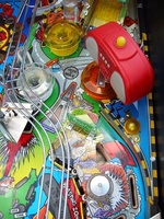 Image # 10015: Red & Ted's Road Show Right Playfield Detail 
(Note that this machine includes a custom painted radio.)
