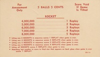 Image # 65817: Rocket Early Production - Instruction and Score Card 
(From the game with serial number 45907.)