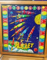 Image # 65811: Rocket Early Production Backglass 
(Serial number 45907.)