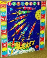 Image # 65812: Rocket Early Production Backglass 
(Serial number 45907.)