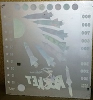 Image # 65813: Rocket Early Production Backglass - Reverse 
(This backglass as shown has been clearcoated by an owner. Serial number 45907.)
