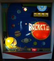 Image # 47934: Rocket III Illuminated Backglass 
(Background reflections are apparent.)