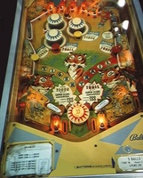 Image # 1939: Safari Playfield 
(The passive bumper between the flippers in this picture has the wrong bumper cap.)
