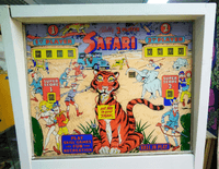 Image # 77356: Safari Early Production Backglass 
(The cabinet has been repainted. Serial number 1029.)
