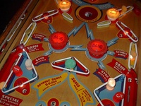 Image # 32744: Saratoga Illuminated Middle Playfield 
(The upper playfield has stationary bumpers that look like flippers.)