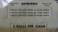 Image # 60378: Satin Doll Score Card - 3 Ball