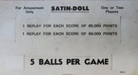 Image # 60379: Satin Doll Score Card - 5 Ball