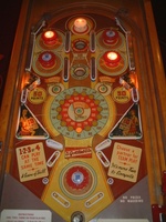 Image # 57754: Score-Board Illuminated Playfield 
(The paper apron is reproduction, but the instruction and score cards are original. Serial number 105019 SB.)