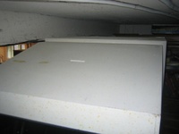 Image # 42686: Sea Hunt Cabinet - Top 
(Viewed from the rear. The white area of cabinet has yellow speckles. This game was obtained New In Box in 2004, five years before this photograph was made. Serial number 8943.)