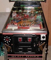 Image # 31659: Secret Service Cabinet - Front 
(The two spinning targets do not match the game in the manufacturer's flyer. The bumper cap colors are reversed as well.)