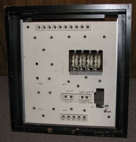 Image # 41026: See Saw Whitewood Backbox - Front 
(An extra zero was penciled on the insert next to the score reels. No replay mechanism is needed for this test backbox.)