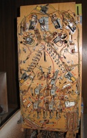Image # 41037: See Saw Whitewood Playfield Wiring 
(Notice there are no wells along the right edge to allow the support stick to prop up this playfield.)