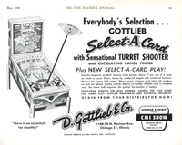 Image # 54774: Select-A-Card Coin Machine Journal Ad 
(Coin Machine Journal, May 1950, page 39. This ad appears in the bottom half of the magazine page.)