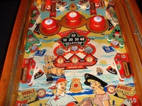 Image # 66233: Serenade Middle Playfield 
(The owner states the pop bumpers caps, standup targets, and flippers are replacement parts.)