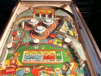 Image # 9235: Sheba Playfield 
(The blank bumper caps shown here are different than on the flyer and likely not original to this game. )
