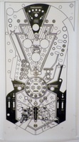 Image # 70911: Beat the Clock Original Blackline for Playfield 
(Artist is Tony Ramunni.Ink/felt pen on Mylar.Dimensions 22 1/2 inches by 41 inches.)