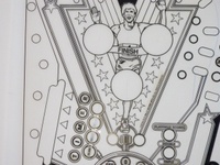Image # 70915: Beat the Clock Original Blackline for Playfield 
(Artist is Tony Ramunni.Ink/felt pen on Mylar.Dimensions 22 1/2 inches by 41 inches.)
