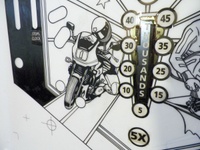 Image # 70918: Beat the Clock Original Blackline for Playfield 
(Artist is Tony Ramunni.Ink/felt pen on Mylar.Dimensions 22 1/2 inches by 41 inches.)