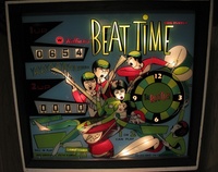 Image # 41230: Beat Time Illuminated Backglass - Blue Version #90909 
(Serial number 90909.)