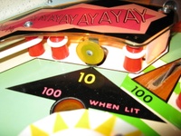 Image # 41235: Beat Time Playfield - Detail - Blue Version #90909 
(Serial number 90909.)