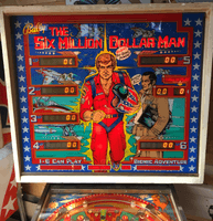 Image # 75810: The Six Million Dollar Man Illuminated Backglass 
(Serial number ESM1153.)
