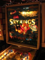 Image # 46737: Sky Kings Illuminated Backglass 
(Serial number 1858.)