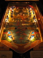 Image # 46738: Sky Kings Illuminated Playfield 
(The two messenger balls are missing from this playfield. Serial number 1858.)