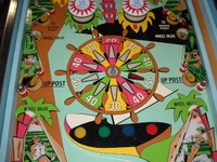 Image # 41048: Smart Set Engineering Sample - Middle Playfield 
(The art on the center 'wheel' is different than on production games. Also, the owner states the orange insert appears to have been a replacement because the texture of the finish is different.)