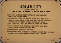 Image # 55158: Solar City Sample Game - Instruction Card - 5 Balls 
(Serial number 01012 S.)