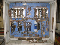 Image # 38469: South Pacific Inside Backbox 
(The replay wheel was removed from this game and its window in the backglass was painted over.)