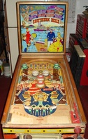 Image # 40601: Southern Belle Sample Game - Front View 
(The flat light shield plastics on this game are extremely heat-damaged. The upper arch rebound rubber has melted. Serial number 7716.)