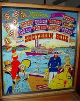 Image # 40593: Southern Belle Sample Game - Backglass 
(Serial number 7716.)