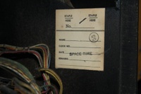 Image # 54717: Space Time Inside Backbox - Detail 
(This game has a laminated cabinet. Serial number 5438.)