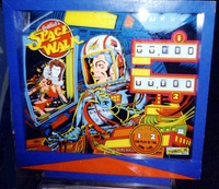 Image # 2157: Space Walk Backglass 
(Note that there appears to be something non-original covering over the head of the space girl on the left side of the backglass.)