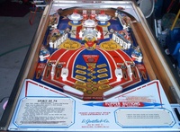 Image # 11318: Spirit of 76 Playfield 
(The 5x center insert is not correct for this game; it should be a blank white insert for a 'Double Bonus'.)