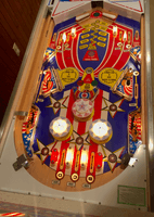 Image # 74916: Spirit of 76 Sample Game - Illuminated Playfield - Downfield View 
(Serial number 01267 S.)