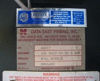 Image # 37358: Adventures of Rocky and Bullwinkle and Friends Black Cabinet Game Sticker - Export to England 
(Game was located in Italy. Serial number 83017.)