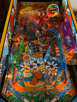 Image # 79595: Adventures of Rocky and Bullwinkle and Friends Illuminated Playfield 
(This is a black cabinet game. We have no information on the originality of the yellow color of the armor.)