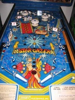 Image # 32344: Star Gazer Playfield 
(Instruction and score cards are reproductions. Serial number 732.)