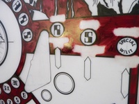 Image # 70927: Stellar Wars Original Playfield Artwork 
(Artist is Constantino Mitchell.Ink and Rubylith marker on Mylar film.Dimensions 31 inches by 44 inches.)