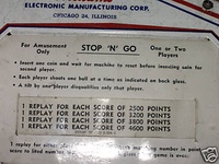 Image # 40119: Stop 'N' Go Instructions and Score Card