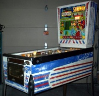 Image # 24329: Subway Cabinet - Right 
(This cabinet has had a layer of non-original paint removed to reveal the factory-painted design.)